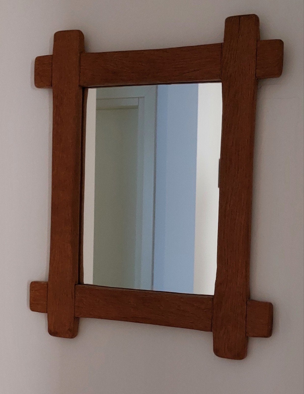 Miroir avec cadre en chêne, Maison & Meubles, Moins de 100 cm, Carré, Enlèvement, Utilisé