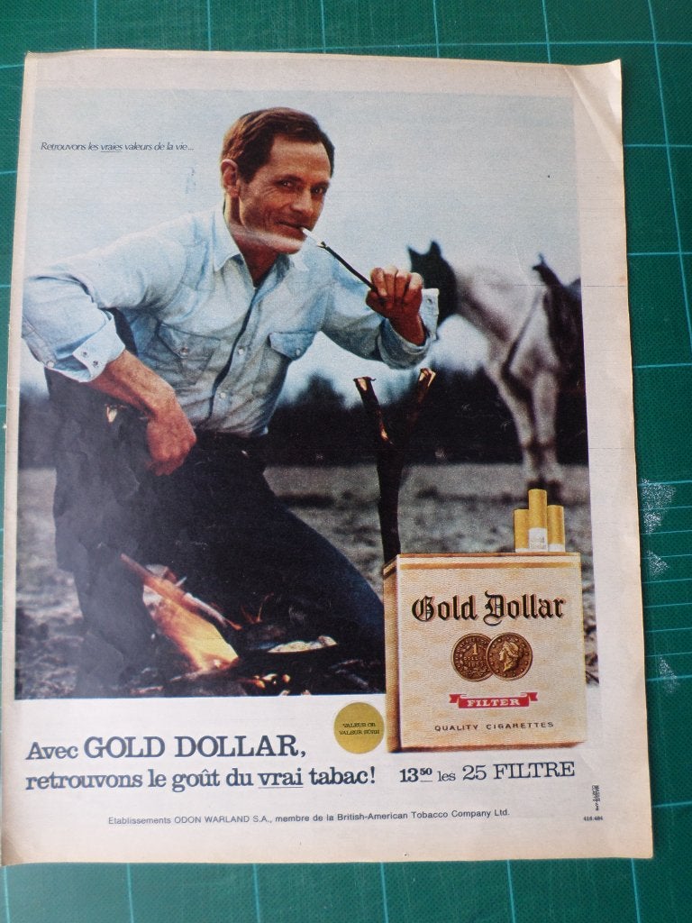 Gold Dollar cigarettes - publicité papier - 1966, Enlèvement ou Envoi, Utilisé, Autres types