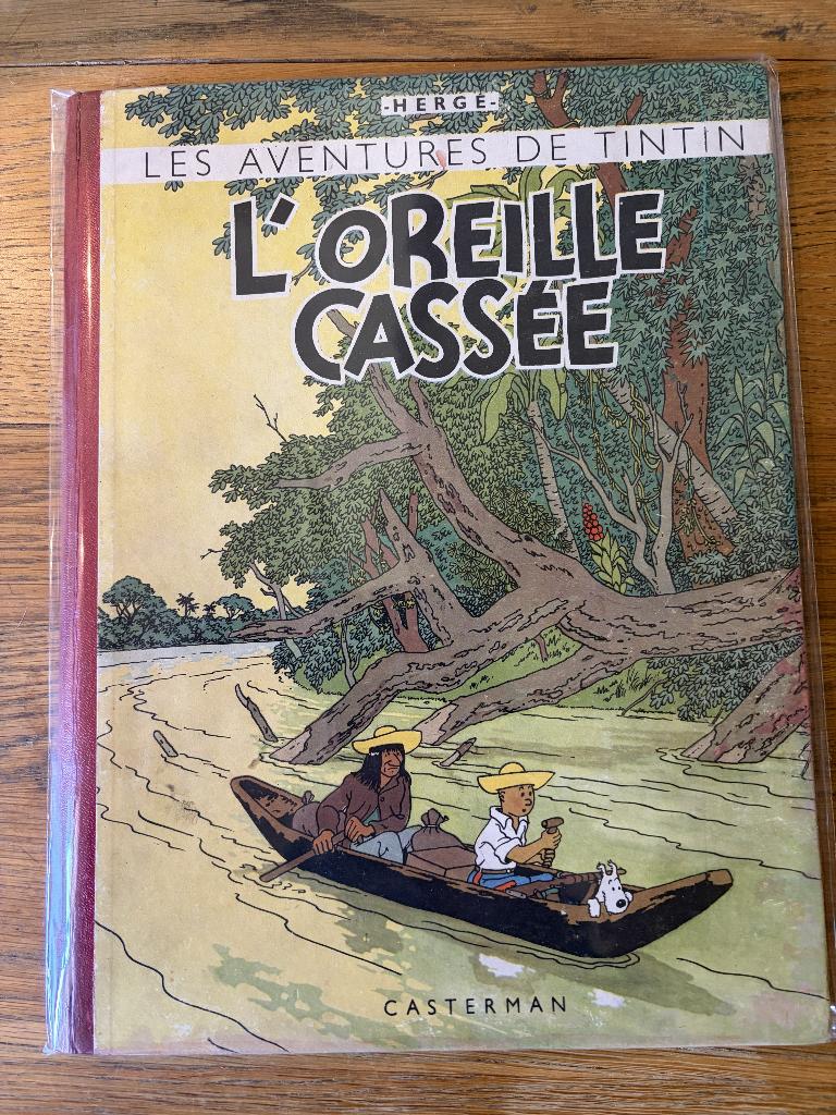 Tintin, L'oreille casée, Gelezen, Eén stripboek, Ophalen of Verzenden, Herge