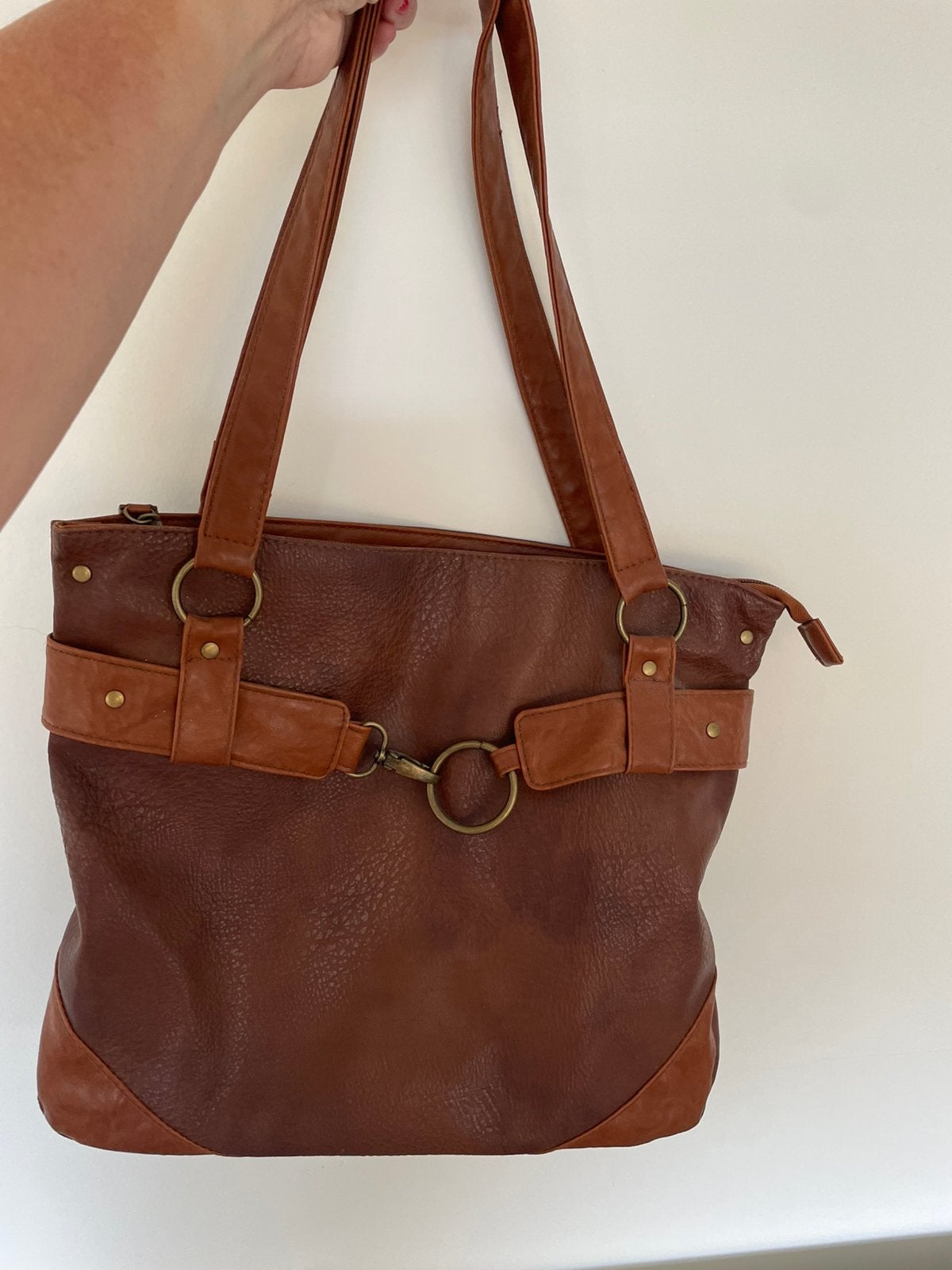 Bruine handtas, Handtassen en Accessoires, Ophalen of Verzenden, Gebruikt, Bruin, Handtas
