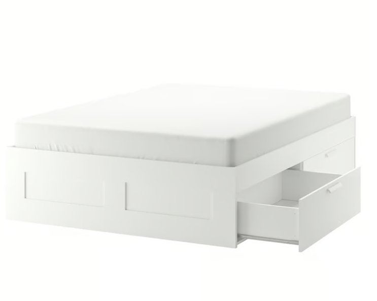 Ikea Brimnes Bed, Huis en Inrichting, Ophalen, Gebruikt, Wit, Tweepersoons