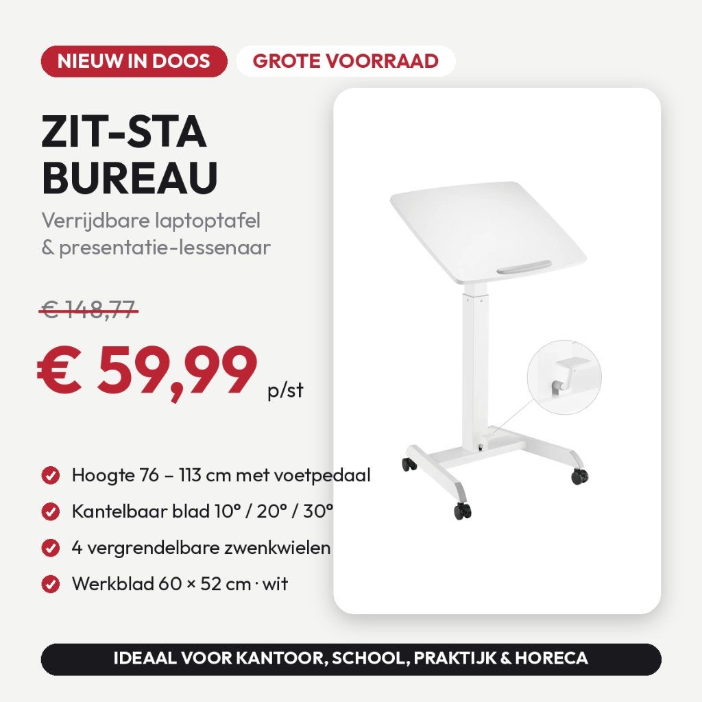 Laptoptafel/Werktafel/Lessenaar verrijdbaar WIT – NIEUW, Computers en Software, Laptoptafels, Ophalen, Nieuw