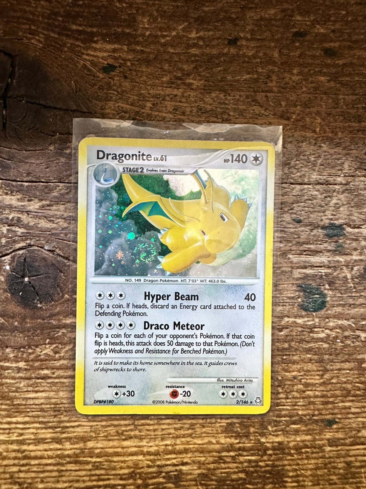 Pokémon Dragonite Holo 2/146 Legends Awakened 2008, Ophalen of Verzenden, Zo goed als nieuw