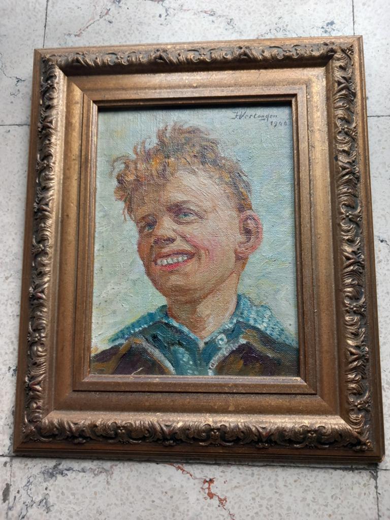Schilderij paneel Frans Vertongen Oudegem Dendermonde 1940, Ophalen