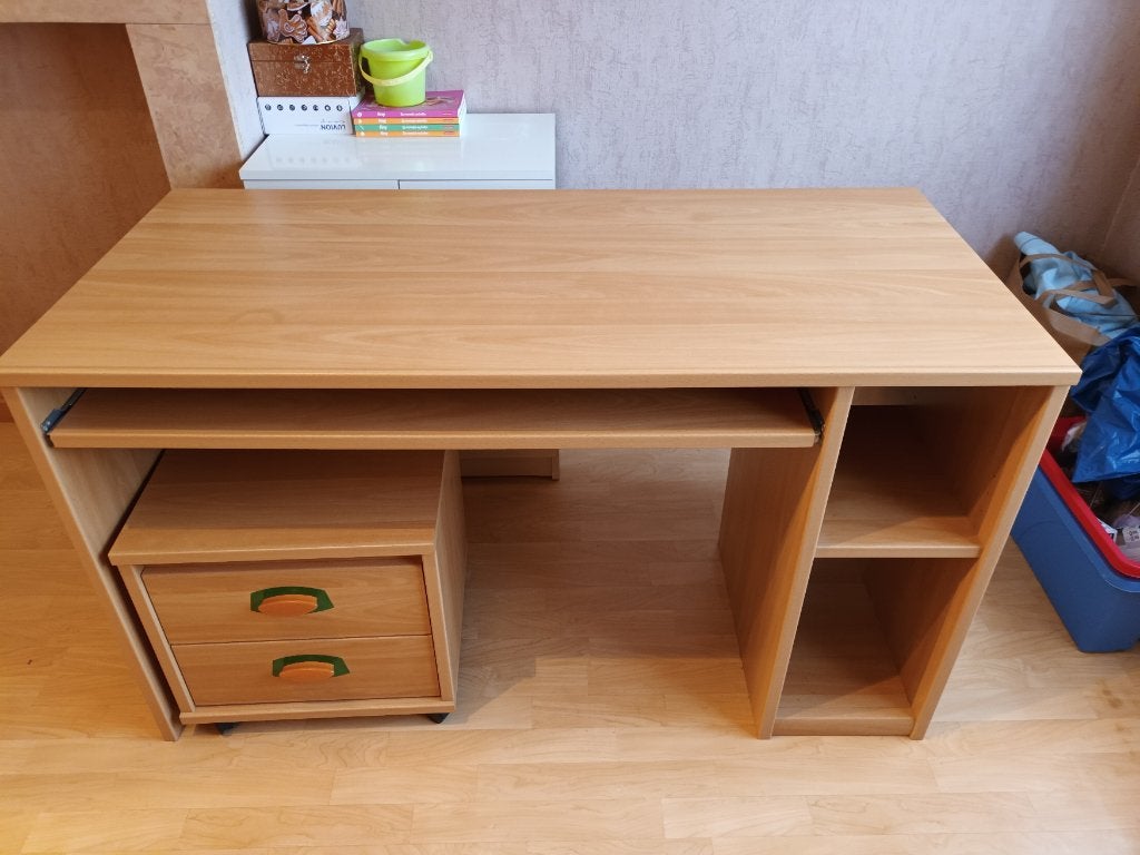 Bureau, Ophalen, Gebruikt, Met lades, Bruin