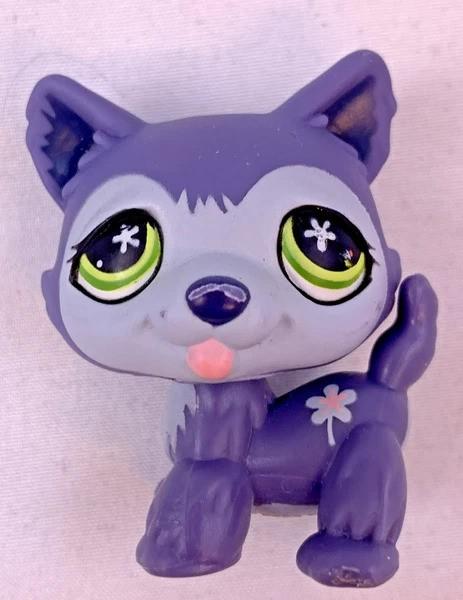 Littlest Pet Shop Hasbro LPS #487 Husky Hond Paars Grijs, Verzamelen, Poppetjes en Figuurtjes, Verzenden, Zo goed als nieuw