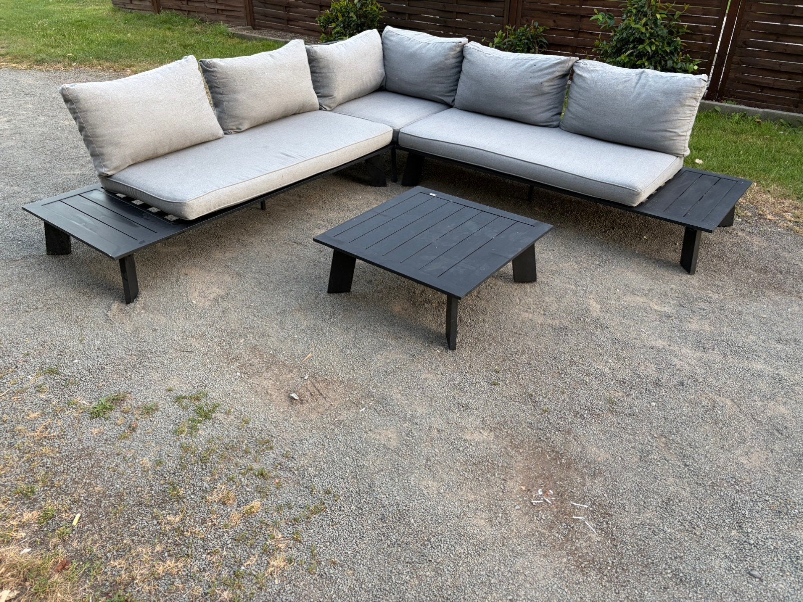 Loungeset aluminium met bijhorende kussens en tafel, Tuin en Terras, Ophalen, Aluminium, Loungeset
