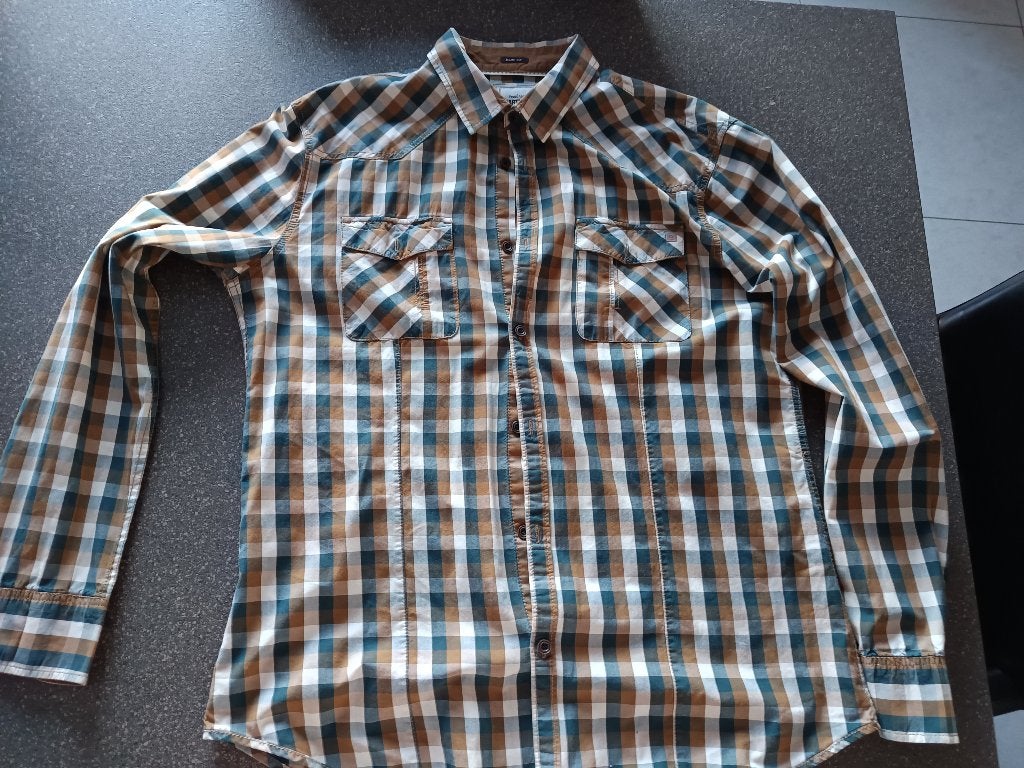 Heren Hemd XL ruitjes, Ophalen of Verzenden, Zo goed als nieuw, Groen, Quarterback