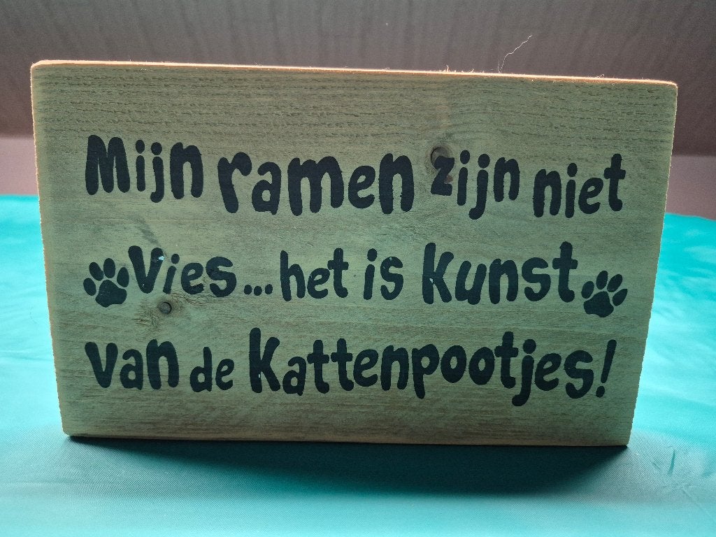 Nieuw leuke houten blok met spreuk, Tekstbord, Met ophangmogelijkheid, Nieuw, Ophalen of Verzenden