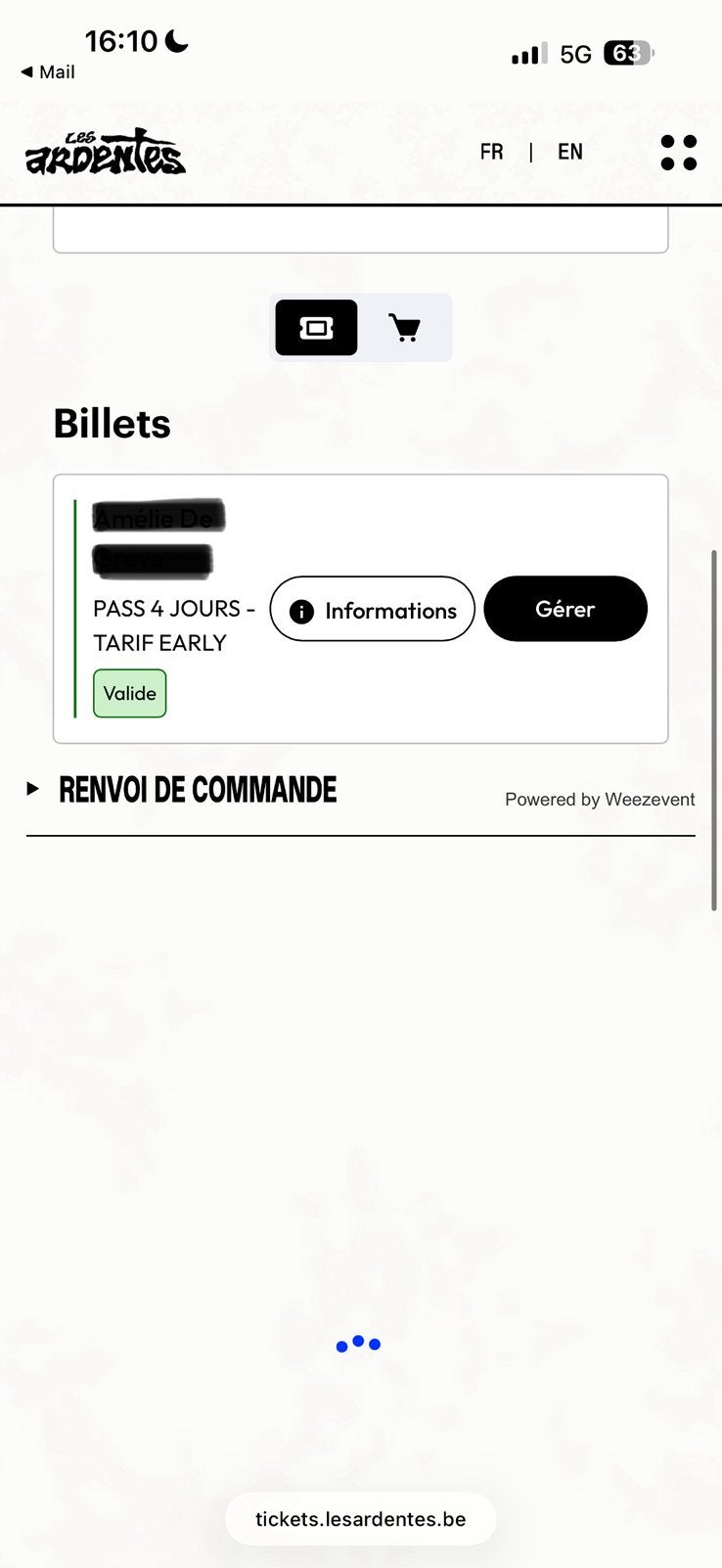 Les Ardentes 4-daagse pas - 200 euro, Eén persoon