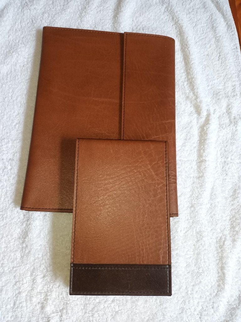 Porte document en cuir et Carnet de notes, Computers en Software, Laptoptassen, 15 inch, Klepsluiting, Aktetas, Ophalen of Verzenden