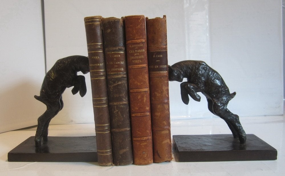 Serre-livres anciens en bronze art déco Paul Silvestre, 1930, Mammifère, Statue, Art deco, Brons