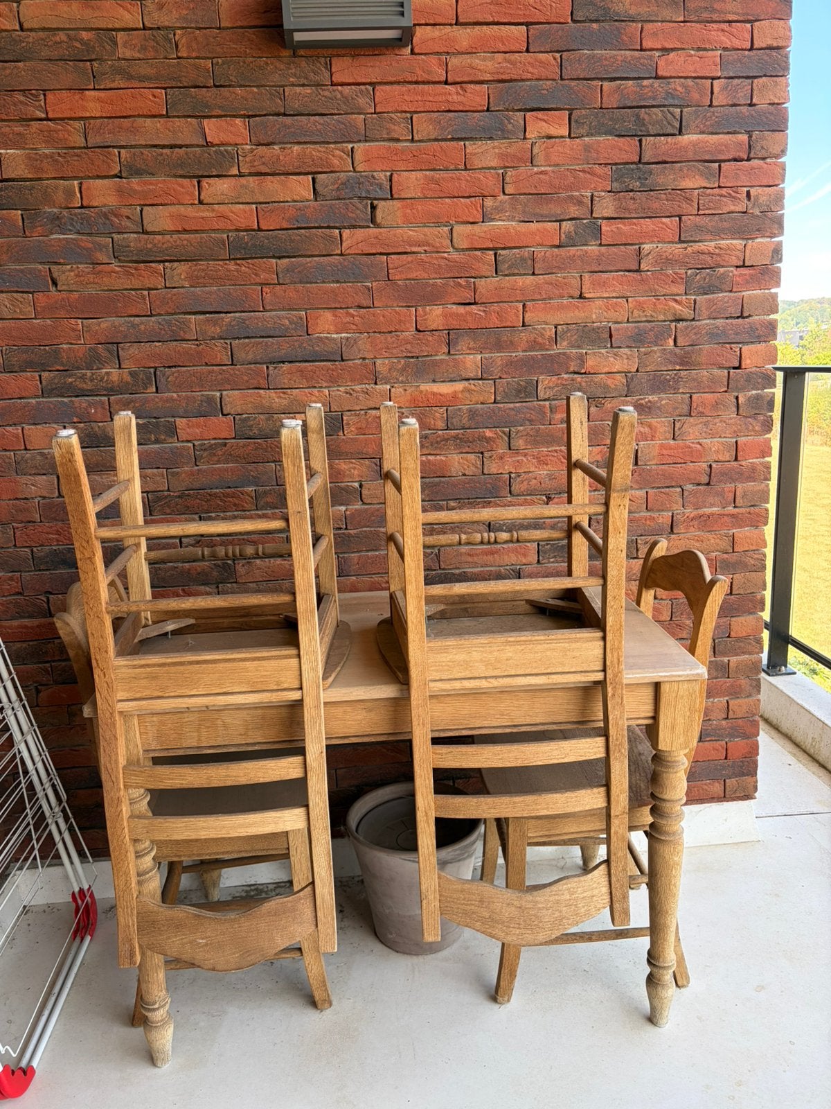Eiken tafel met stoelen, Ophalen, Gebruikt, 100 tot 150 cm, Eikenhout