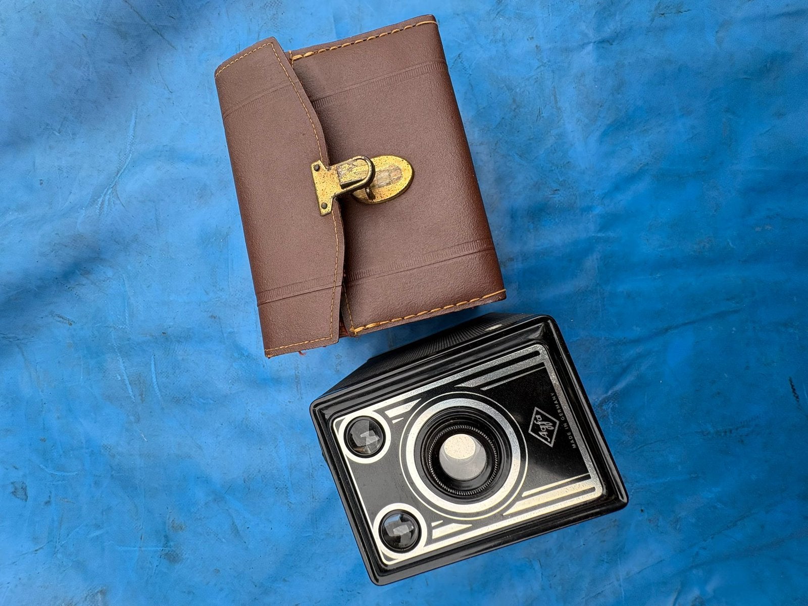 Afga box camera + lederen opbergtasje, Enlèvement