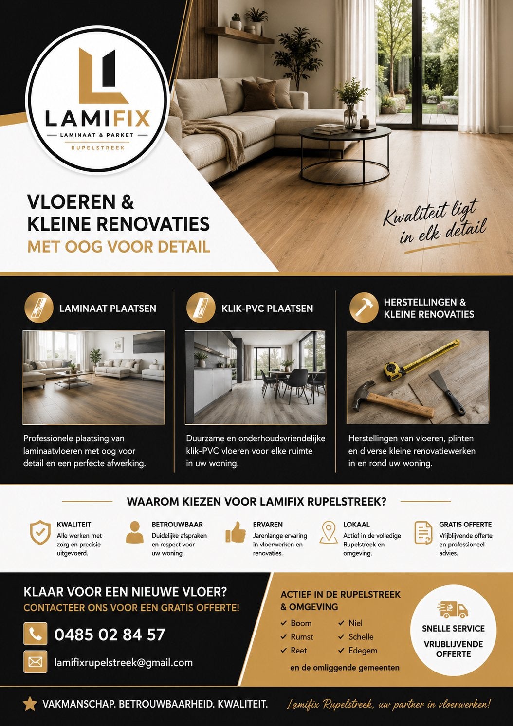 Lamifix Rupelstreek – Vloeren & Kleine Renovaties, Garantie, Nouvelle construction ou Construction