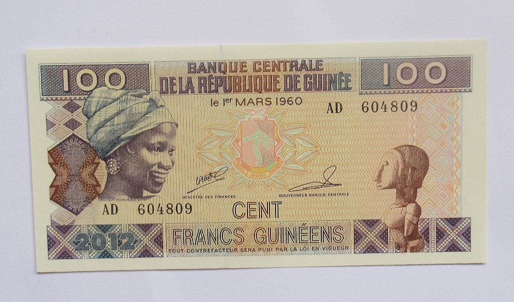 Guinée 100 francs guinéens 2012, Timbres & Monnaies, Envoi