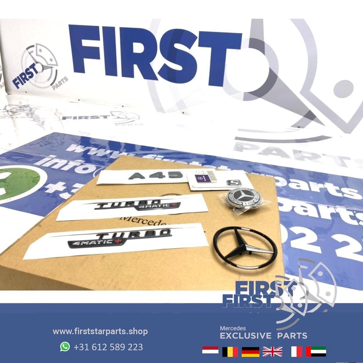 W177 V177 A45S AMG LOGO SET A 45 S ZWART EMBLEMEN SET Merced, Gebruikt, -, Ophalen of Verzenden, -