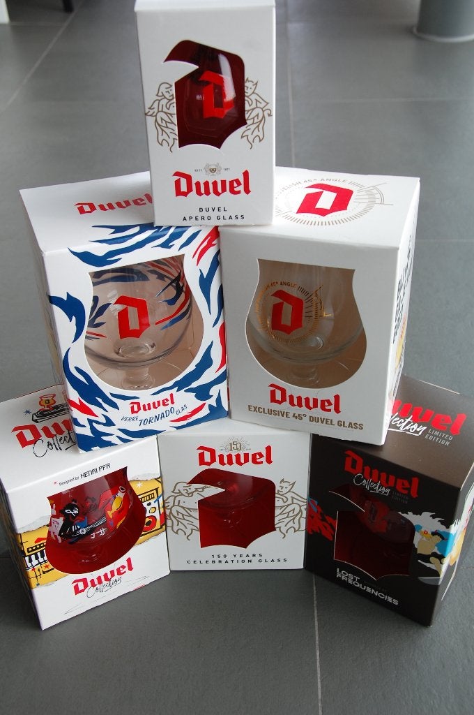 DUVEL : 5 verschillende COLLECTIEglazen + 1 APEROglas, Ophalen, Nieuw, Glas of Glazen, Duvel