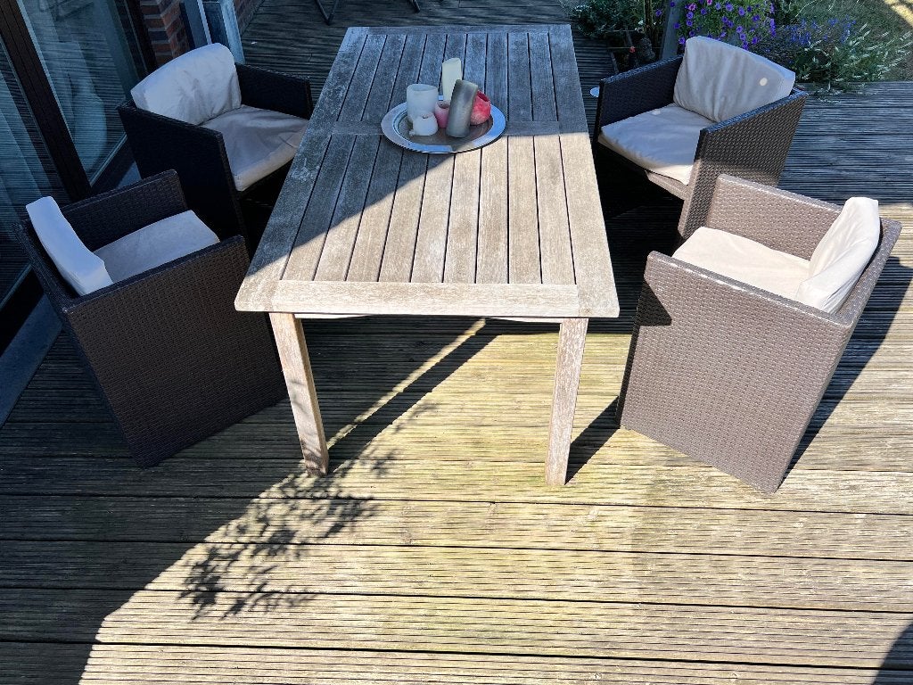 4 Wicker Tuinstoelen, Tuin en Terras, Ophalen, Gebruikt, Kunststof