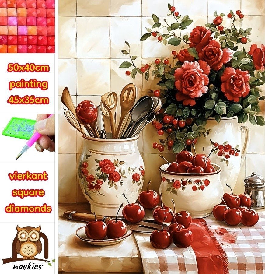 Décoration de cuisine Diamond Painting 50x40 (pierres n 3), Hobby & Loisirs créatifs, Bricolage, Neuf, Autocollant, Natuur en Bloemen