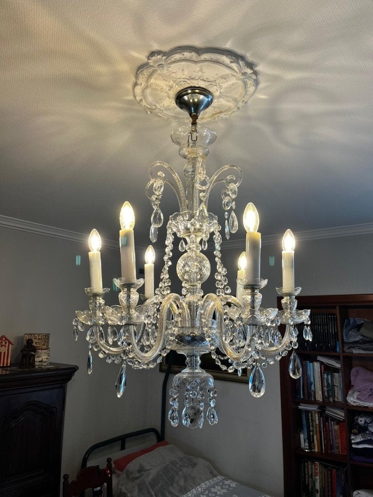 Kristallen luster, Enlèvement, Utilisé, Verre, E14 (petit)