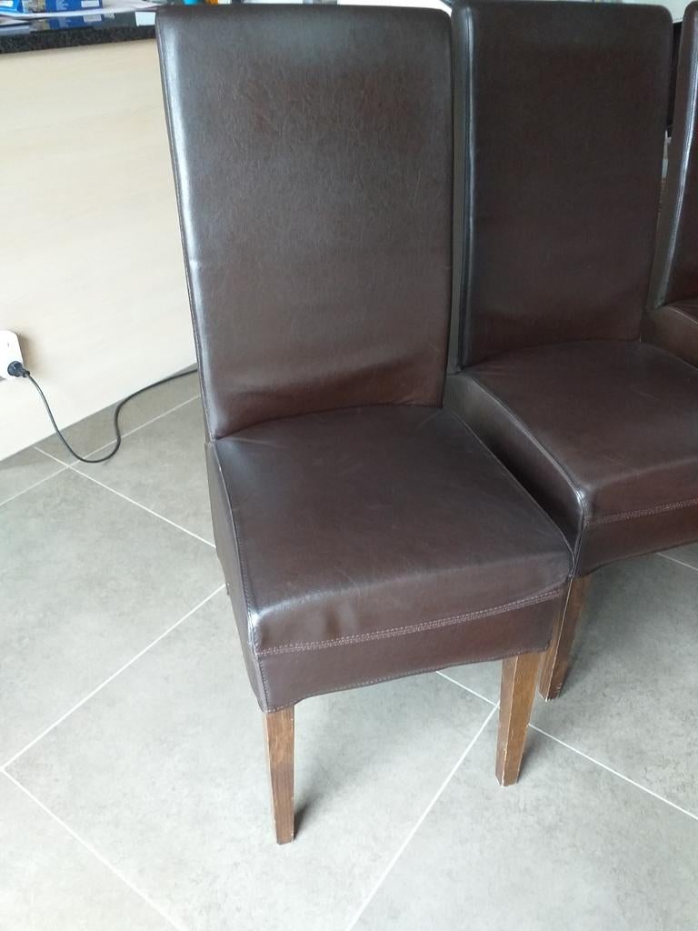 2 eetkamerstoelen, Ophalen, Gebruikt, Bruin, Twee
