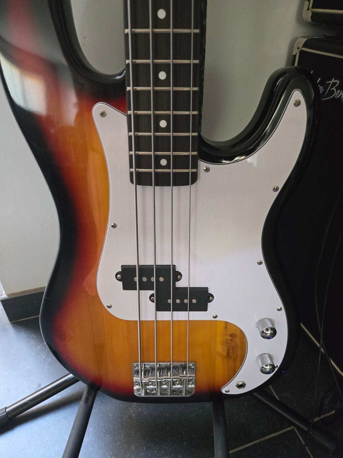 basgitaar met statief en draagriem, Musique & Instruments, Instruments à corde | Guitares | Basses, Enlèvement