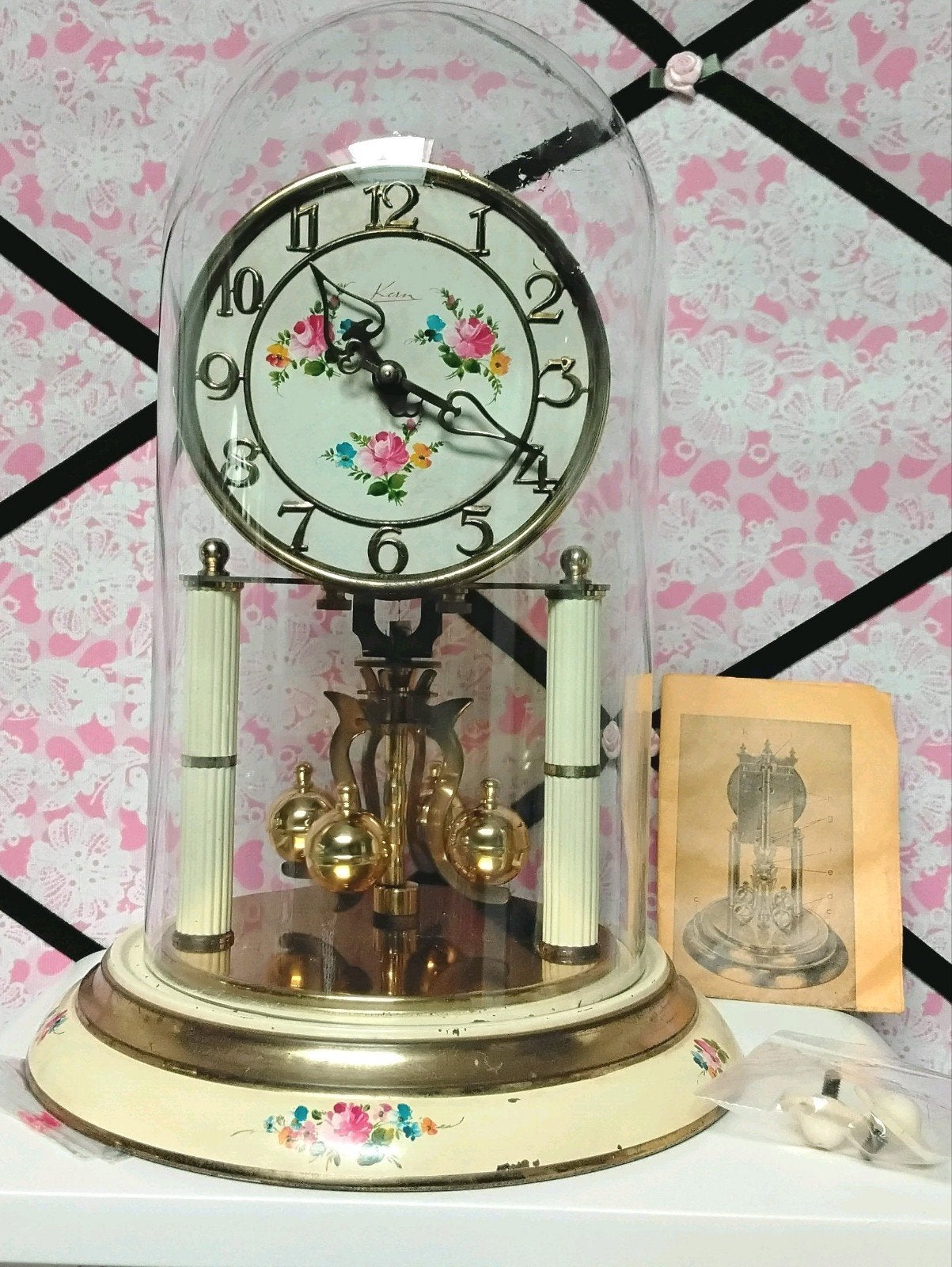 vintage KERN 400-dagen torsieklok WERKEND met  glazen stolp, Antiek en Kunst, Antiek | Klokken, Ophalen of Verzenden