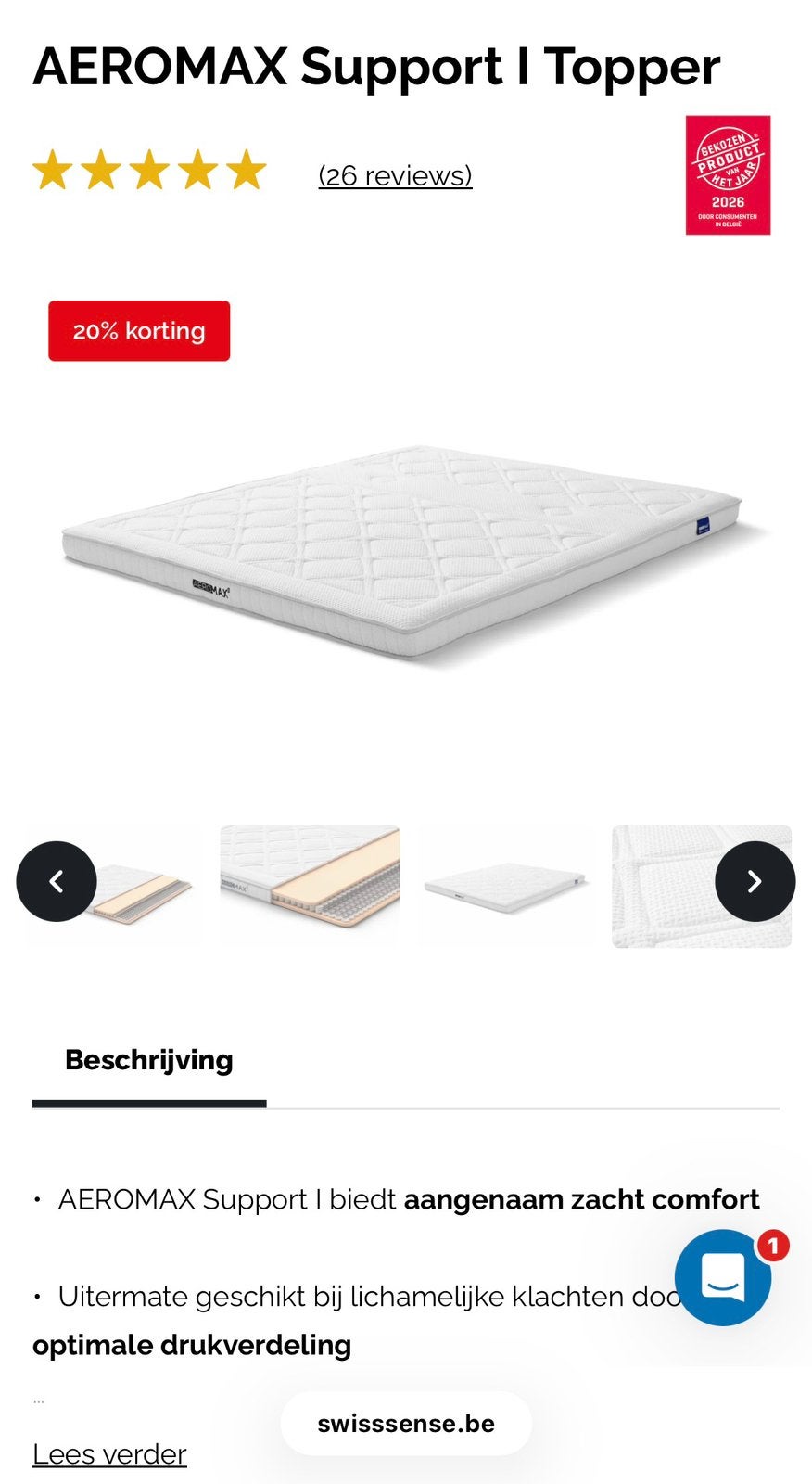 Topmatras aeromax support traagschuim, Huis en Inrichting, Slaapkamer | Matrassen en Bedbodems, Ophalen, 210 cm, Matras, 180 cm