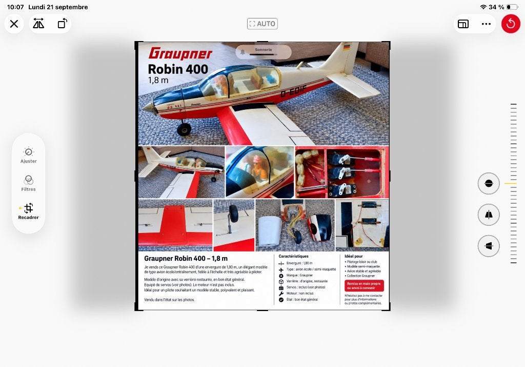 Avion Graupner Graupner Robin 400 vintage – 1,80 m –, Hobby & Loisirs créatifs, Enlèvement, Utilisé