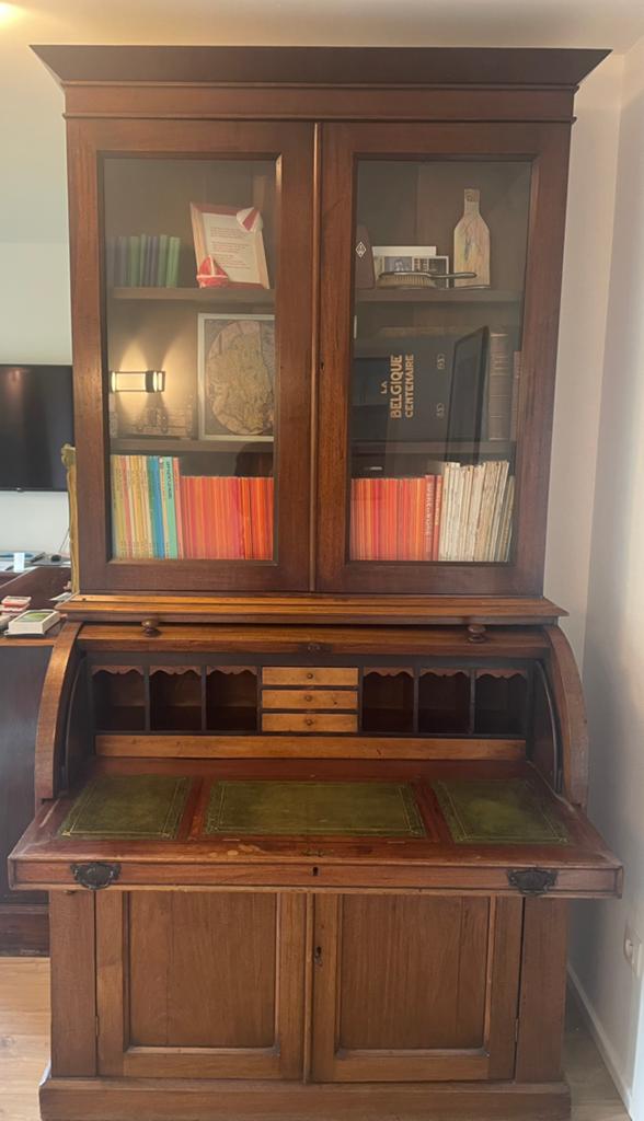 Armoire de bureau ancienne à façade cylindrique avec vitrine, Antiquités & Art, Enlèvement