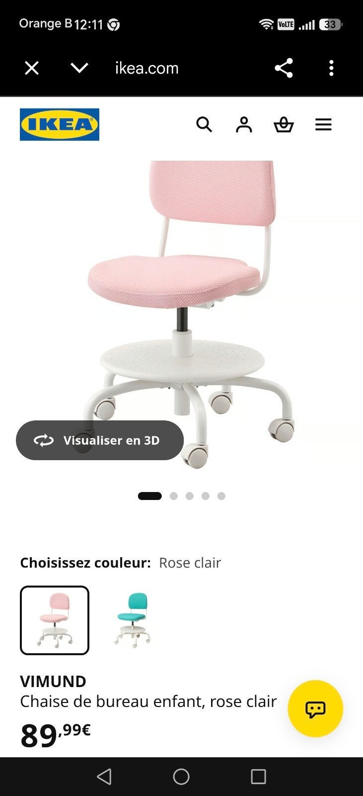 chaise bureau Ikea 20€, Enlèvement