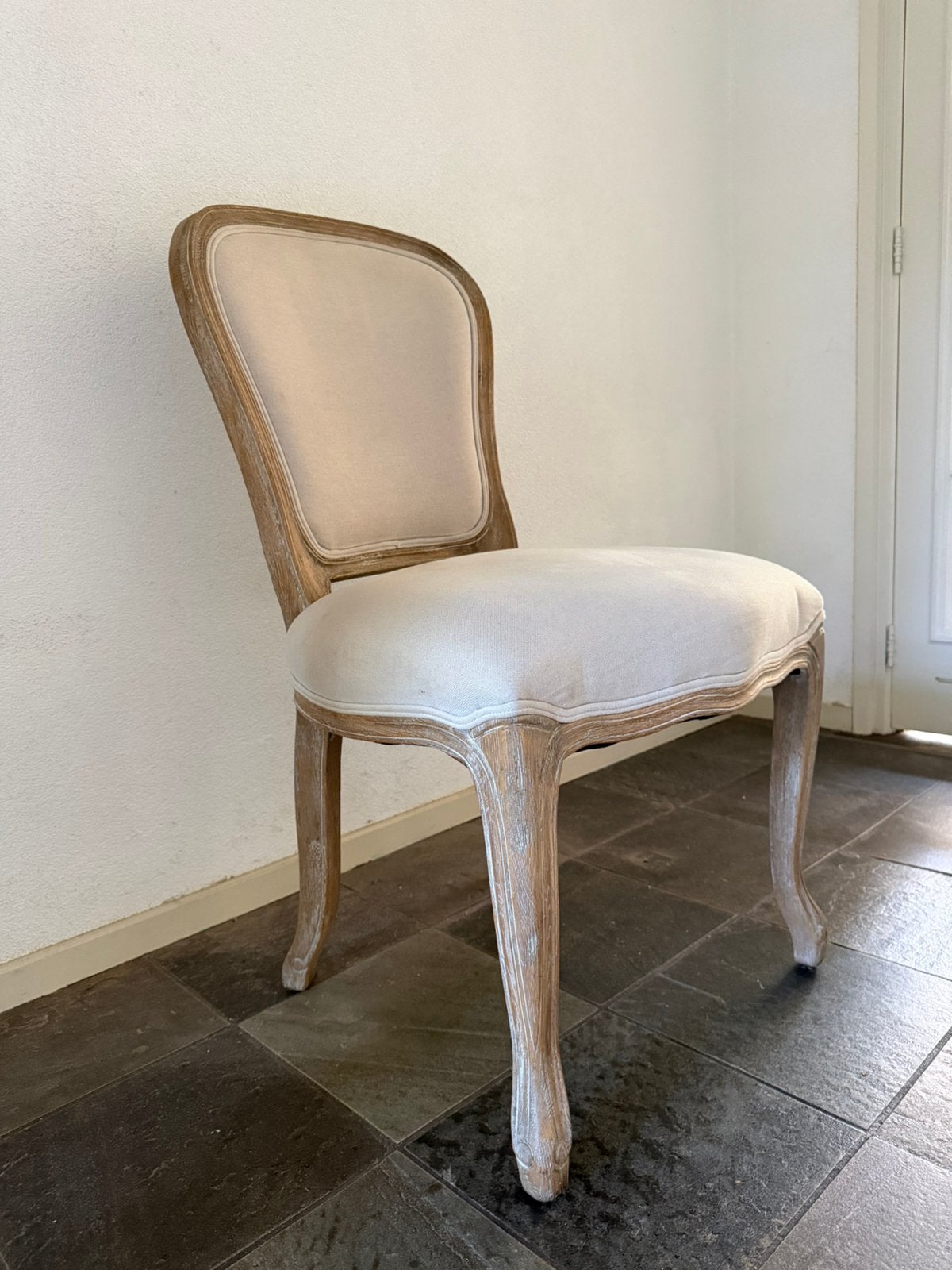 8 klassieke eetkamerstoelen grijs eiken, Ophalen, Hout, Gebruikt, Klassiek