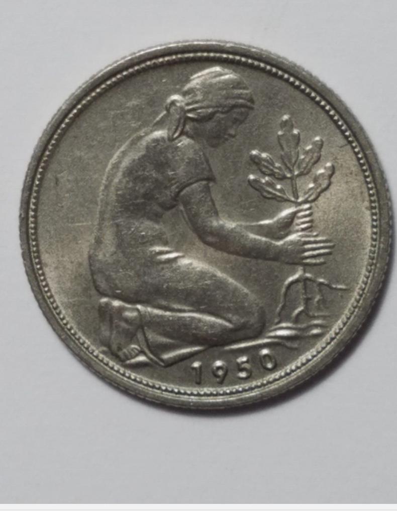 Bundesrepublik F Deutschland 1950 50 Pfennig, Enlèvement ou Envoi
