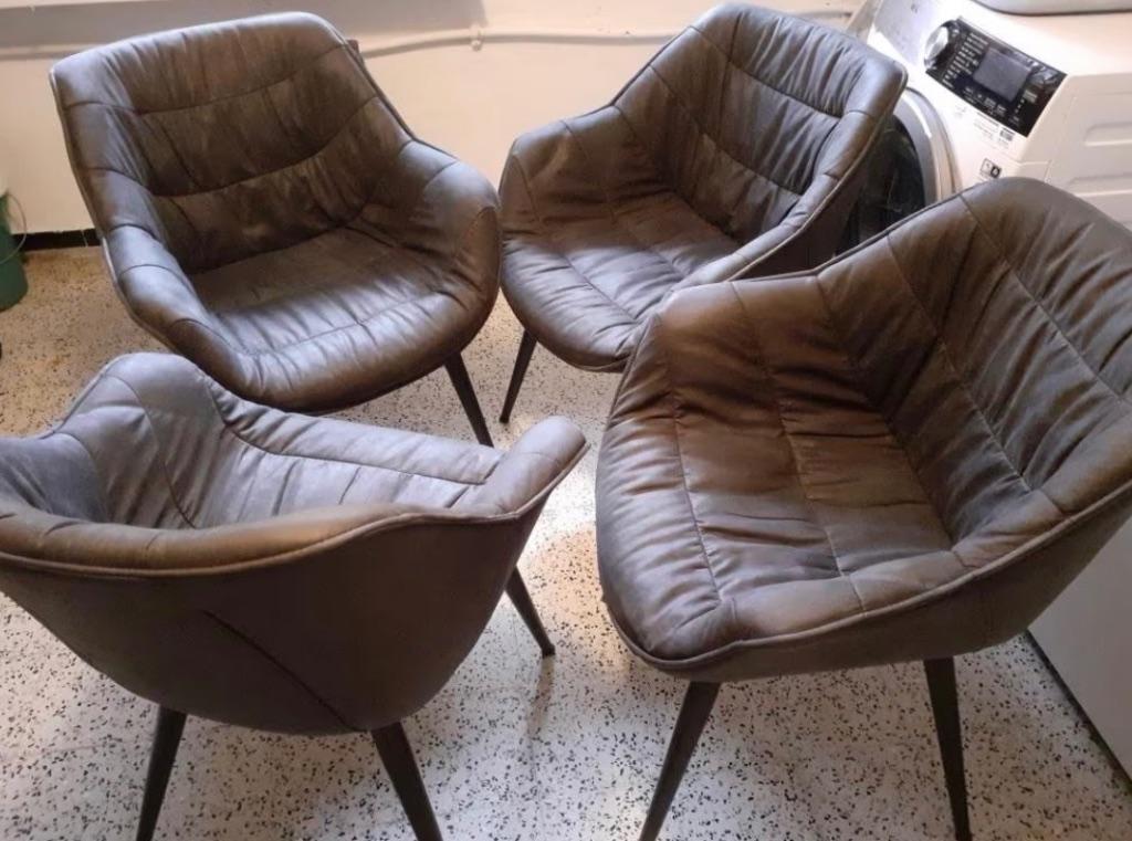 Set 4 stoelen te koop, Ophalen, Gebruikt, Grijs, Stof