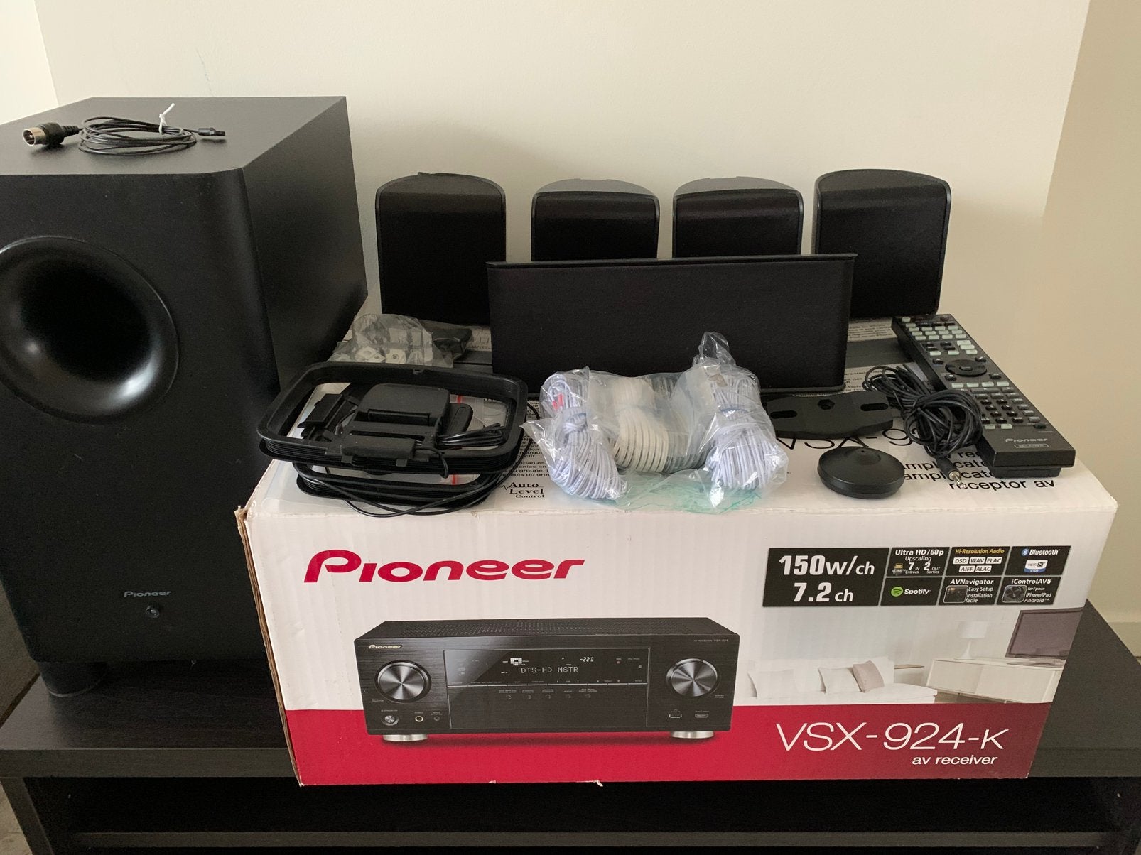Pioneer 5.1 Home Cinema (VSX-924-K 7.2 Receiver + S-21W ), Audio, Tv en Foto, Ophalen, Pioneer