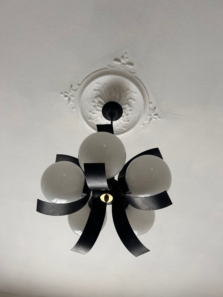 vintage kroonluchter / hanglamp, Huis en Inrichting, Lampen | Kroonluchters, Ophalen, Gebruikt, Glas