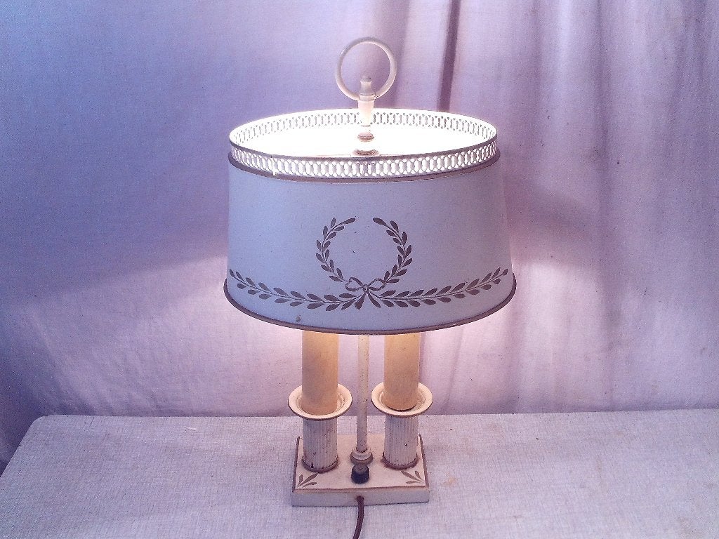 Prachtige Retro Tafellamp met metalen kap - 42cm, Ophalen of Verzenden, Huis en Inrichting