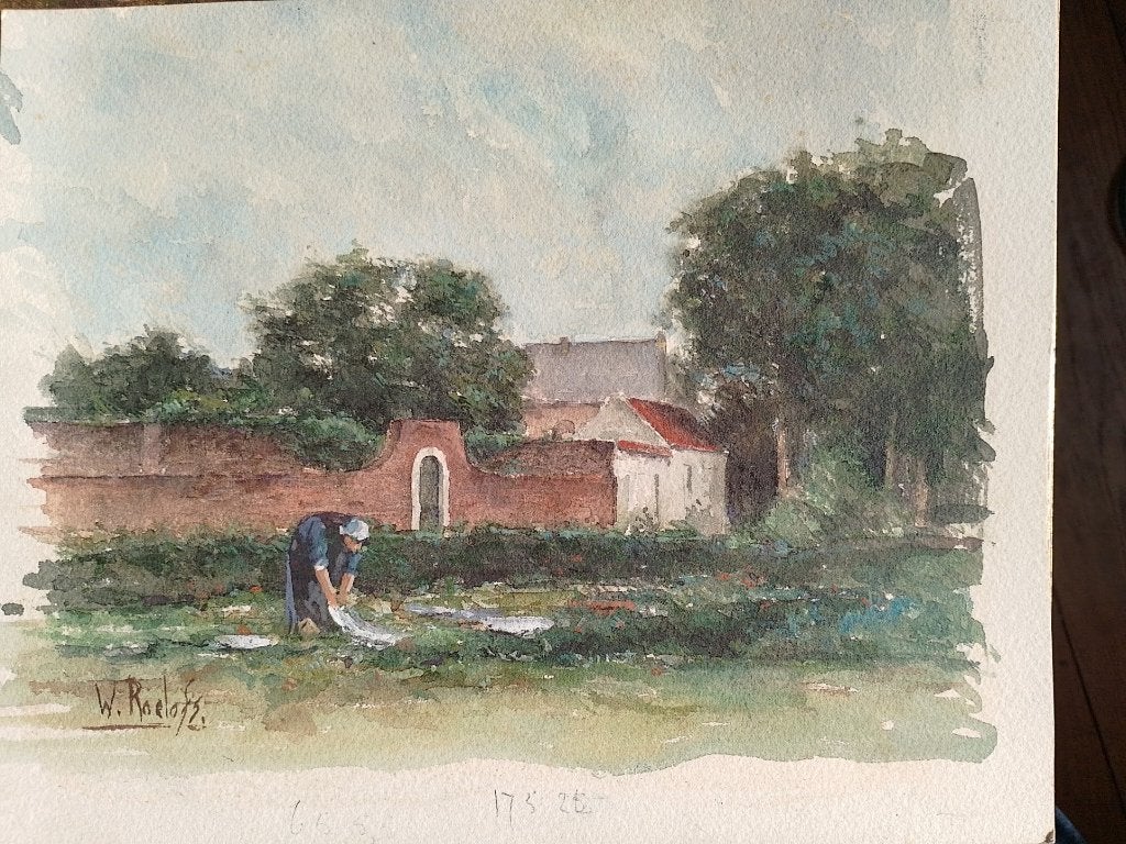 Willem Roelofs  1822 - 1897  Aquarel   Bleekveld, Antiek en Kunst, Verzenden, Gesigneerd, Aquarel