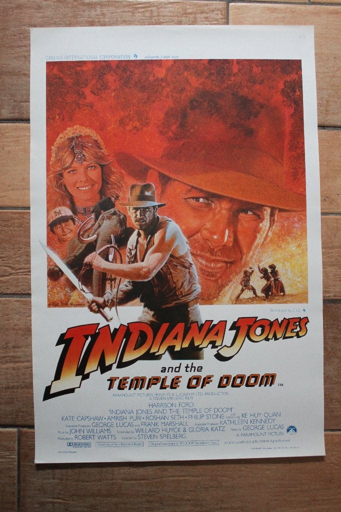 filmaffiche Indiana Jones And the Temple Of Doom filmposter, Rechthoekig Staand, Ophalen of Verzenden, Zo goed als nieuw, A1 t/m A3