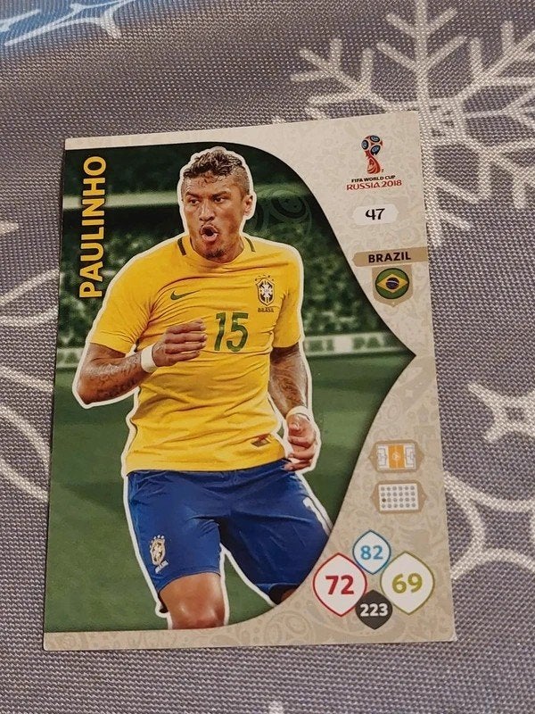 Panini / Voetbalkaart : Paulinho / Brazilië / WK 2018, Collections, Enlèvement ou Envoi, Comme neuf, Cartes de joueur