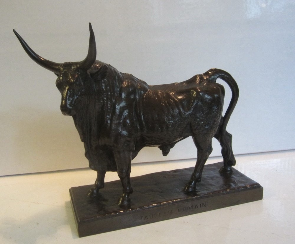 Antieke brons stier, Clésinger, gieterij Barbedienne ca 1855, Antiek en Kunst, Ophalen of Verzenden, Gemerkt, Beeld, Brons