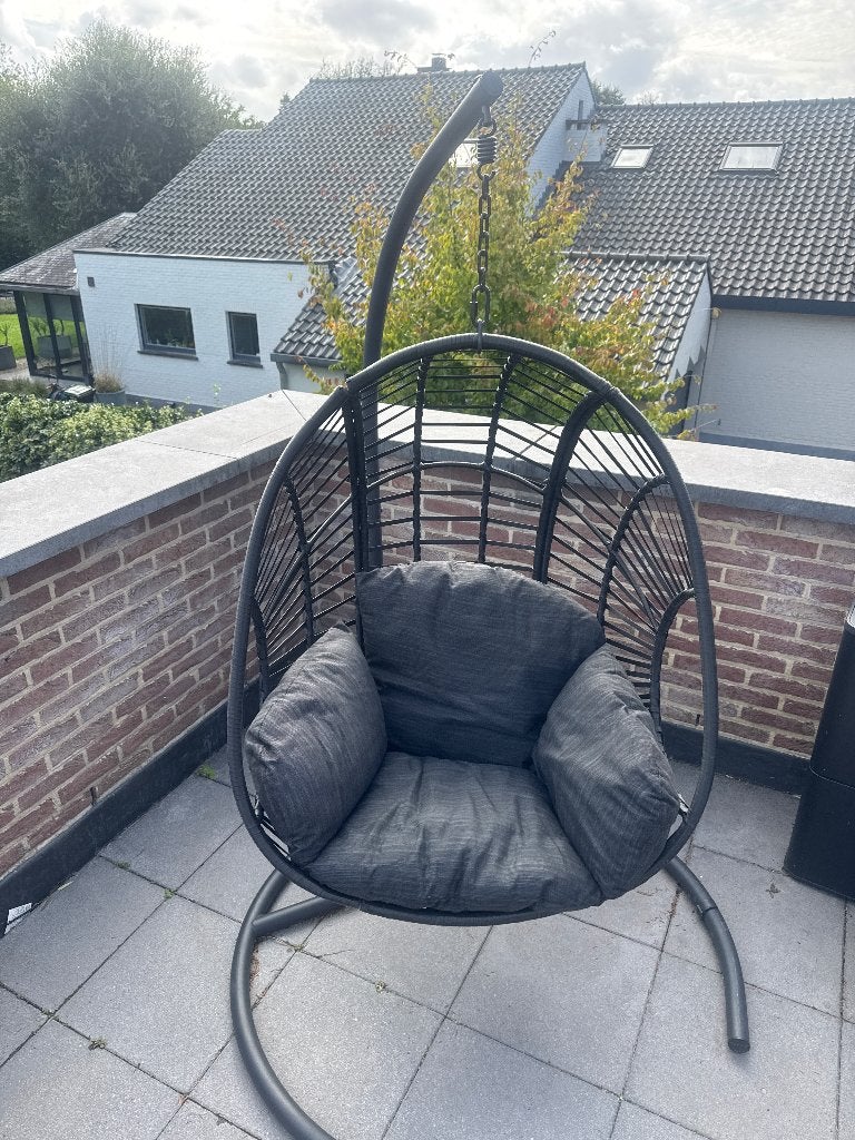 Hangstoel / hangmatstoel voor buiten – zwart, Une personne, Comme neuf, Avec support, Enlèvement