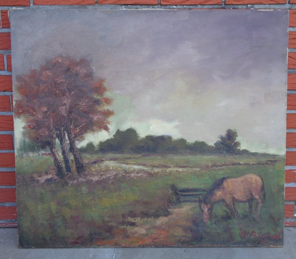 Theo Bogaert (1915-2000) - landschap Meerdonk - olieverf, Ophalen of Verzenden