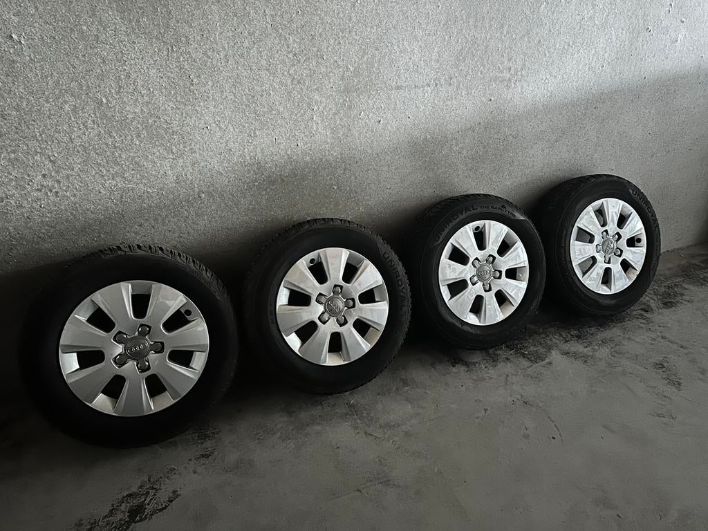 4 seizoenen Audi A3 wielen set (195/65R15), Ophalen, Gebruikt, 15 inch, Banden en Velgen