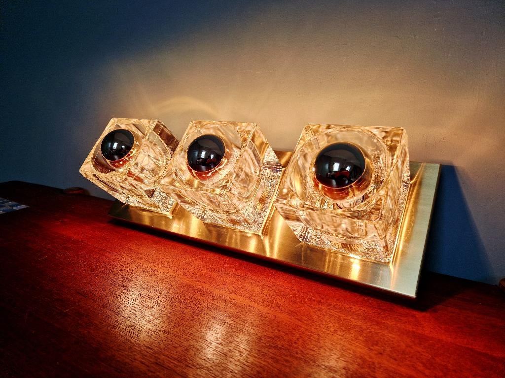 Peill & Putzler Ice Cube drievoudige wandlamp, 1970, Ophalen of Verzenden