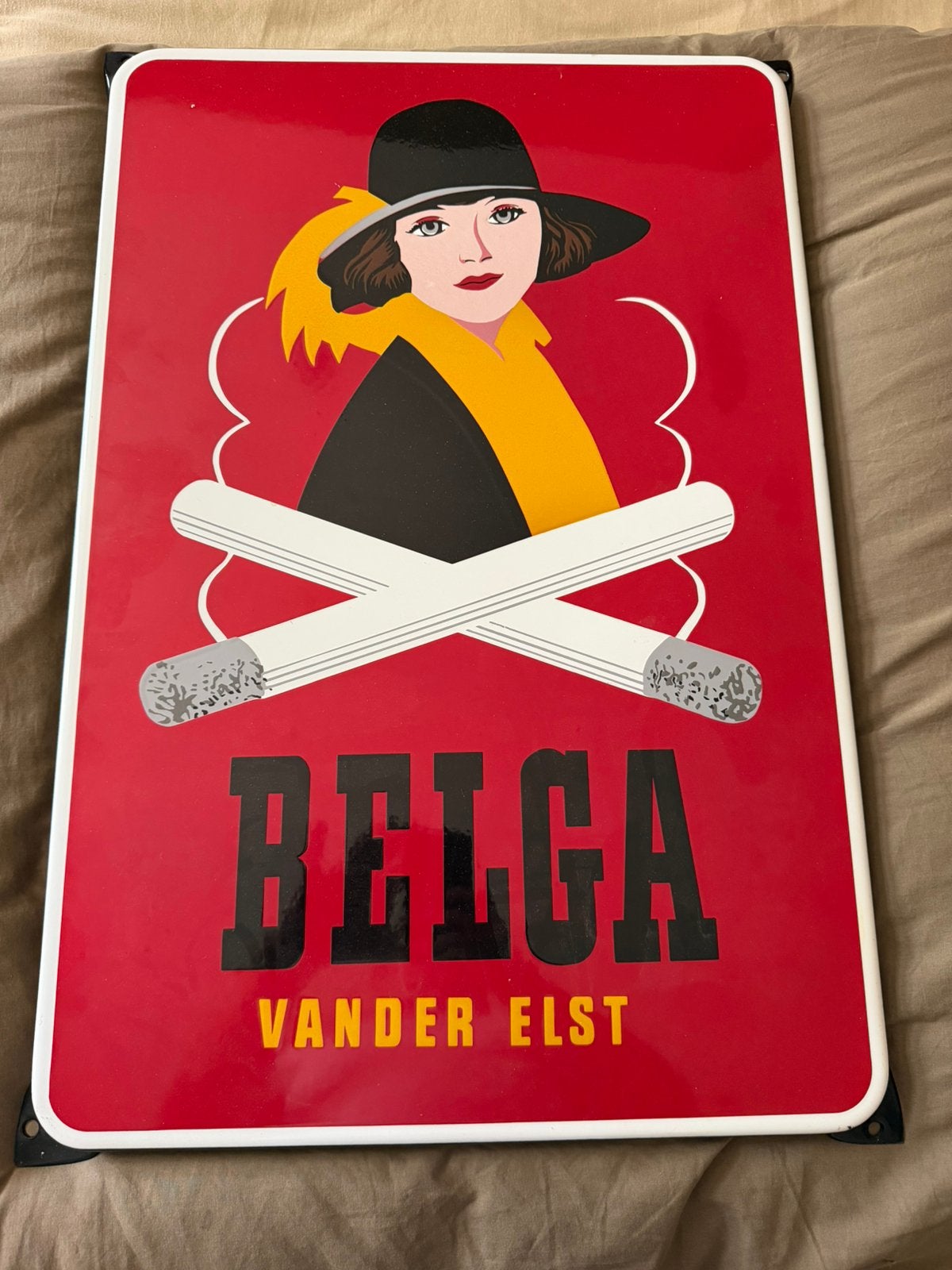 Mooi reclamebord Belga emaille, Ophalen, Zo goed als nieuw, Reclamebord