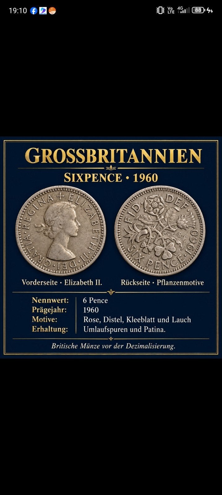 pièce Elizabeth 1960 en argile rose, Timbres & Monnaies, Enlèvement ou Envoi