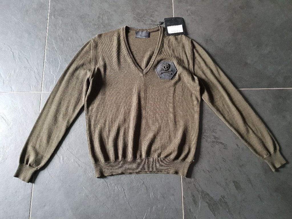 100% ORIGINELE Philipp Plein trui maat M, Neuf, Enlèvement ou Envoi, Brun, Philipp Plein