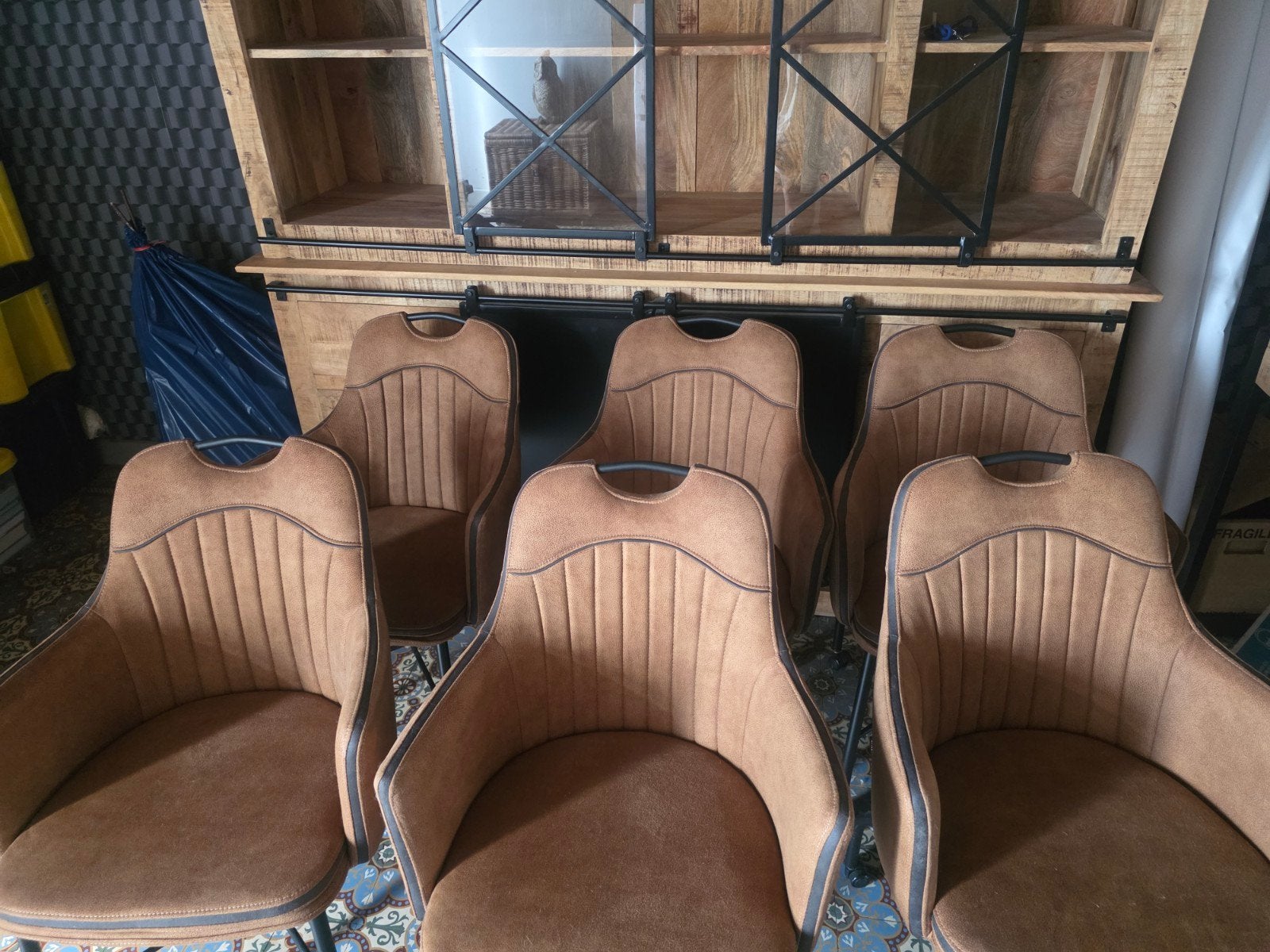 6 congac stoelen op wieltjes, Antiek en Kunst, Ophalen